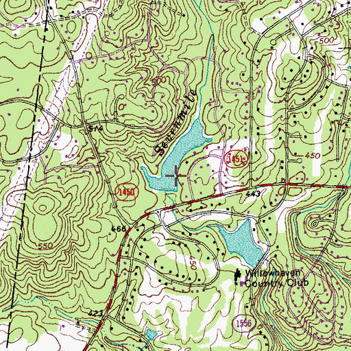 Topographic Map of Newcombs Lake Dam, NC
