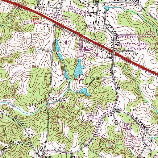 Topographic Map of Parker Lake Dam Number Two, NC