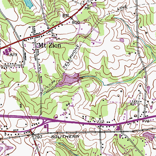 Topographic Map of Fryar Lake Dam, NC