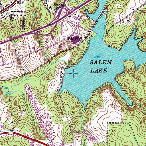 Topographic Map of Salem Lake Dam, NC