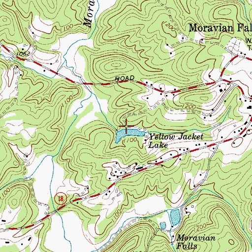 Topographic Map of Yellow Jacket Lake Dam, NC