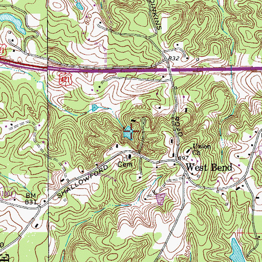 Topographic Map of Arnold Lake, NC