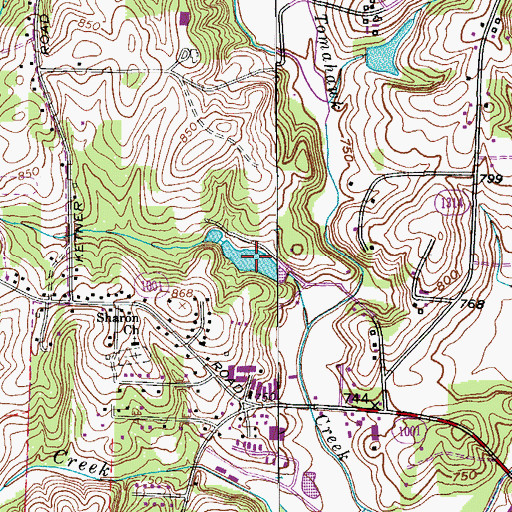 Topographic Map of Beauchamp Lake, NC