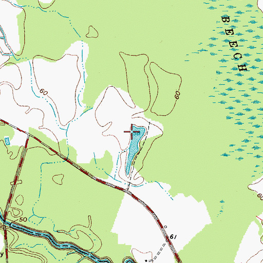 Topographic Map of Hoerners Waldorf Pond Dam, NC