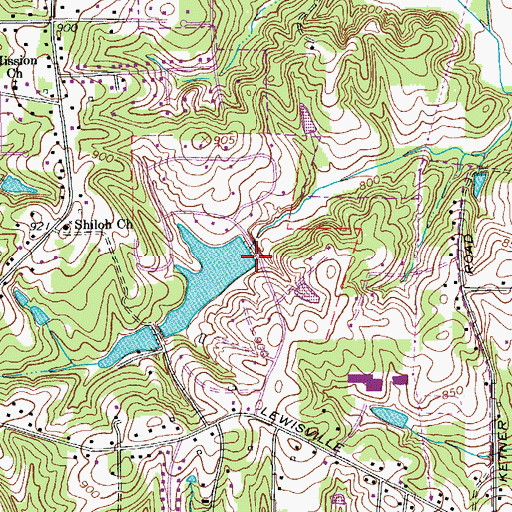 Topographic Map of Shamrock Farm Dam, NC