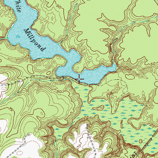 Topographic Map of Whites Millpond Dam, NC