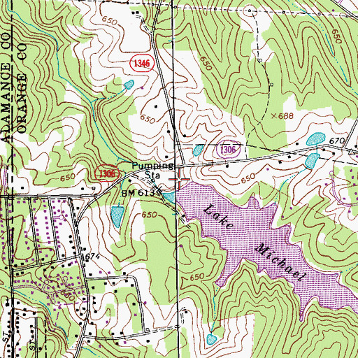 Topographic Map of Lake Michael, NC