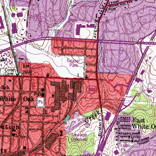 Topographic Map of White Oak Lake, NC