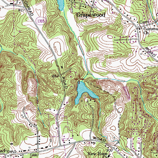 Topographic Map of Durham Lake Dam, NC