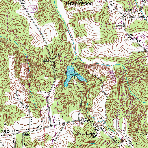 Topographic Map of Durham Lake, NC