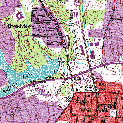 Topographic Map of Buffalo Lake Dam, NC