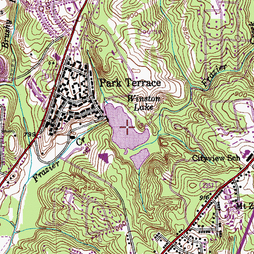 Topographic Map of Winston Lake, NC