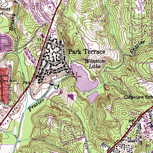 Topographic Map of Winston Lake Dam, NC