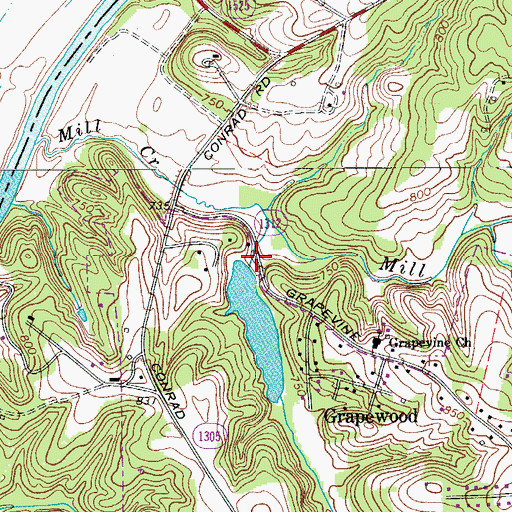 Topographic Map of Conrad Lake Dam, NC