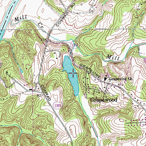 Topographic Map of Conrad Lake, NC