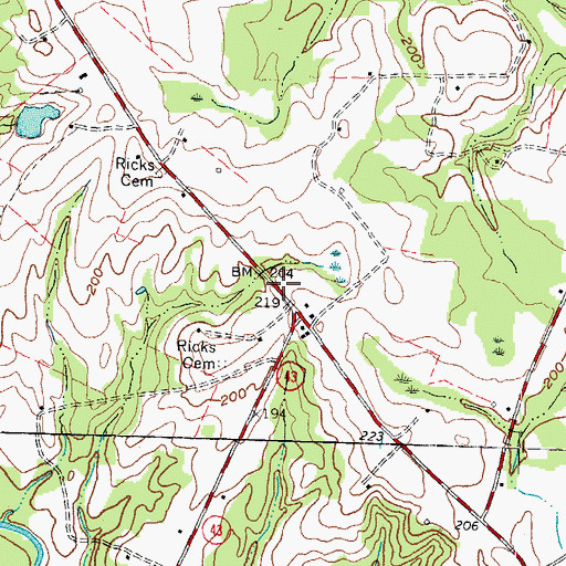 Topographic Map of Ricks Pond, NC