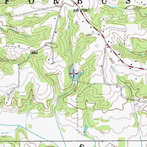 Topographic Map of Phillips Pond Dam, NC