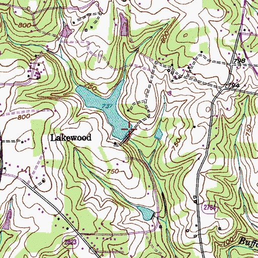 Topographic Map of Lakewood Lake Dam, NC