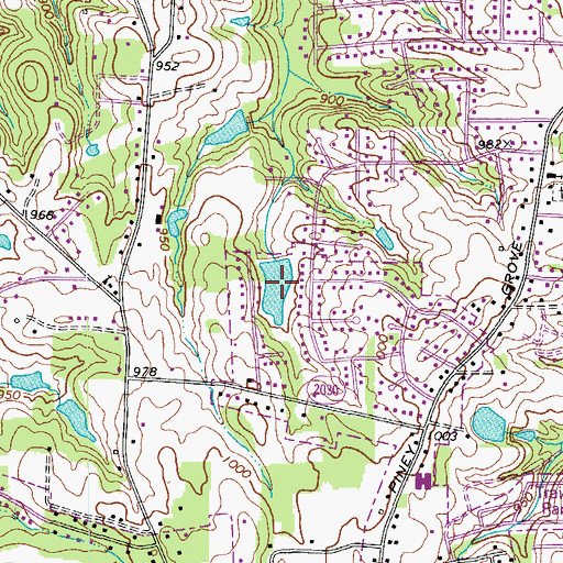 Topographic Map of Walkers Lake, NC