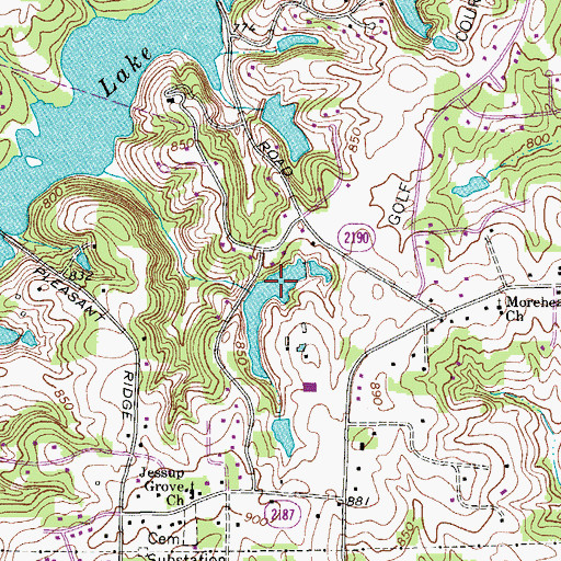 Topographic Map of Carlson Farms Lake, NC