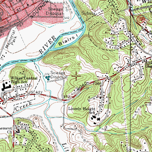 Topographic Map of Holly Farms Lagoon, NC