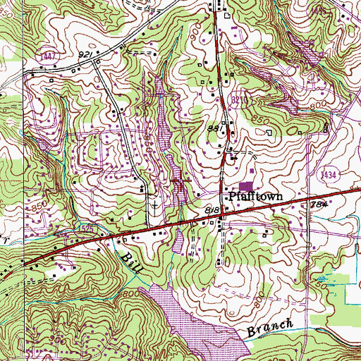 Topographic Map of Middle Gambill Lake, NC
