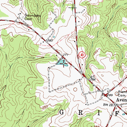 Topographic Map of Fraziers Pond Dam, NC