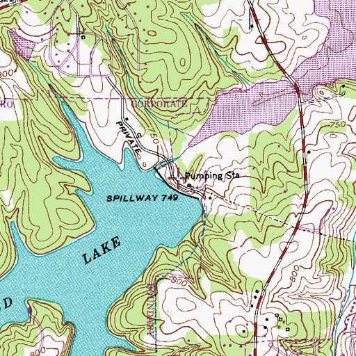 Topographic Map of Lake Jeanette Dam, NC