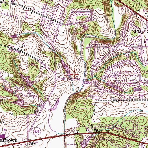 Topographic Map of Grandview Golf Lake Dam, NC