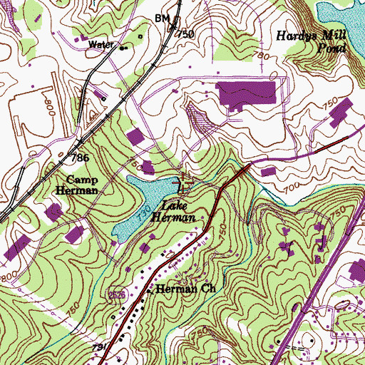 Topographic Map of Lake Herman Dam, NC