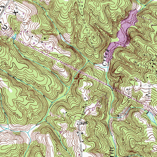 Topographic Map of Town Fork Creek Watershed Lake Six, NC