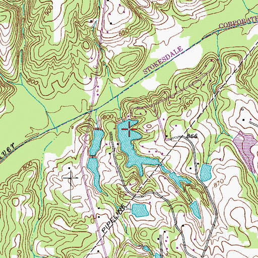 Topographic Map of Whitaker Lake Dam, NC