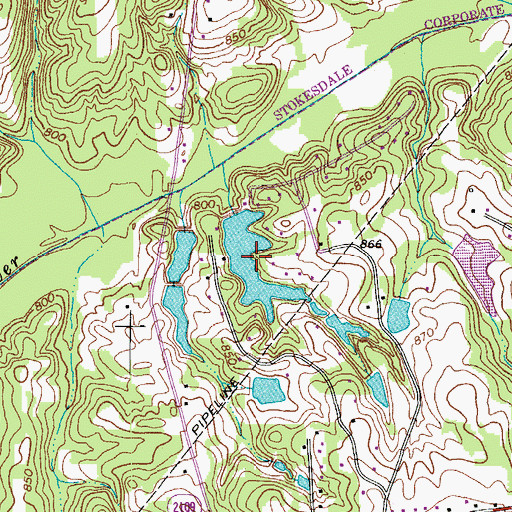 Topographic Map of Whitaker Lake, NC
