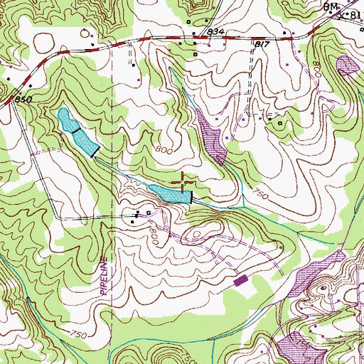 Topographic Map of Carter Lake Dam, NC