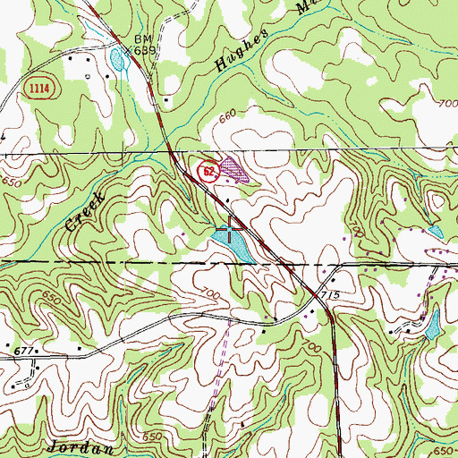 Topographic Map of J R Vinson Lake Dam, NC