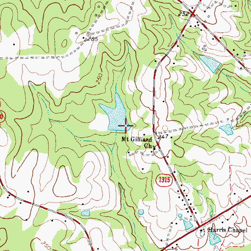 Topographic Map of Quails Pond Dam, NC