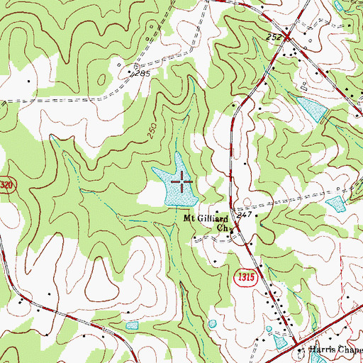 Topographic Map of Quails Pond, NC
