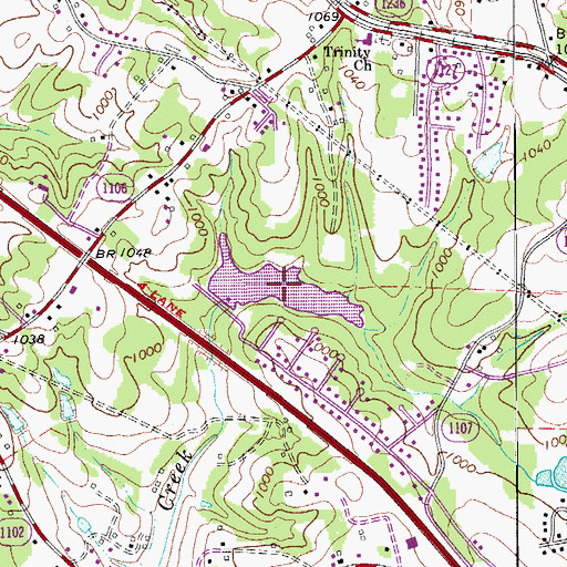 Topographic Map of Little Yadkin Watershed Lake Six, NC