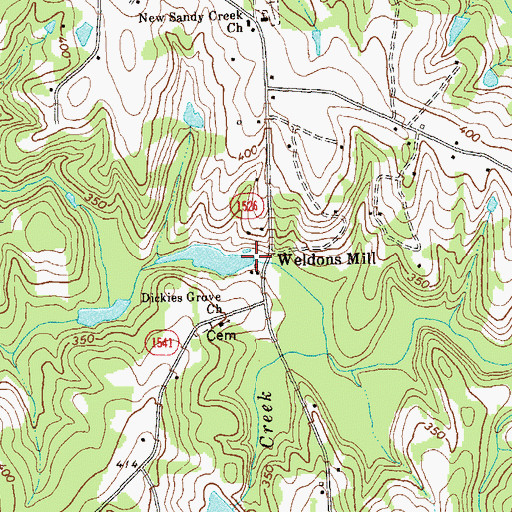 Topographic Map of Weldons Pond Dam, NC