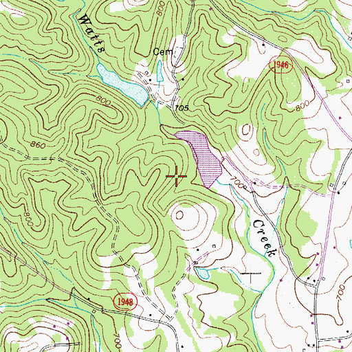 Topographic Map of Fox Pond Dam, NC