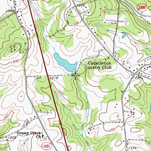 Topographic Map of Cedarbrook Lake Dam, NC