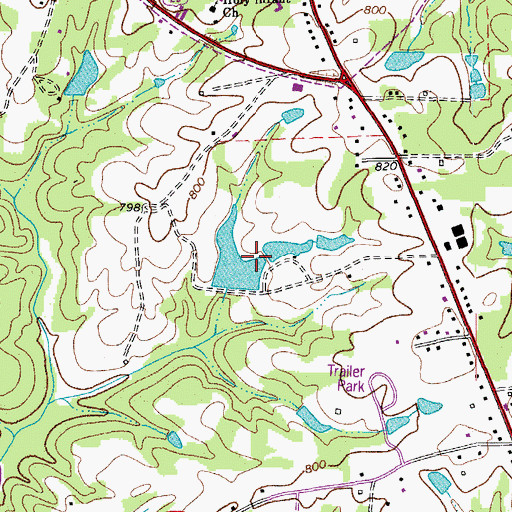 Topographic Map of Washburns Lake Dam, NC