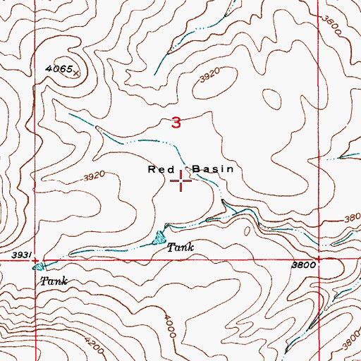Topographic Map of Red Basin, AZ