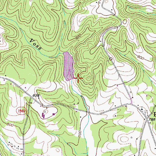 Topographic Map of Town Fork Creek Watershed Dam Number Fourteen, NC