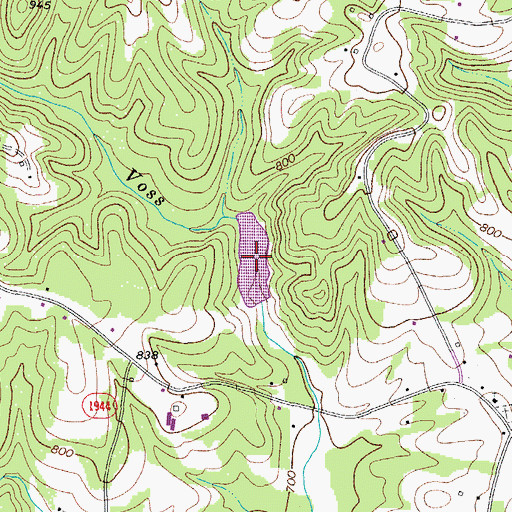 Topographic Map of Town Fork Creek Watershed Lake Fourteen, NC