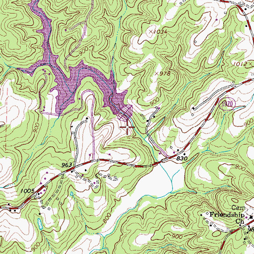 Topographic Map of Town Fork Creek Watershed Lake Ten, NC