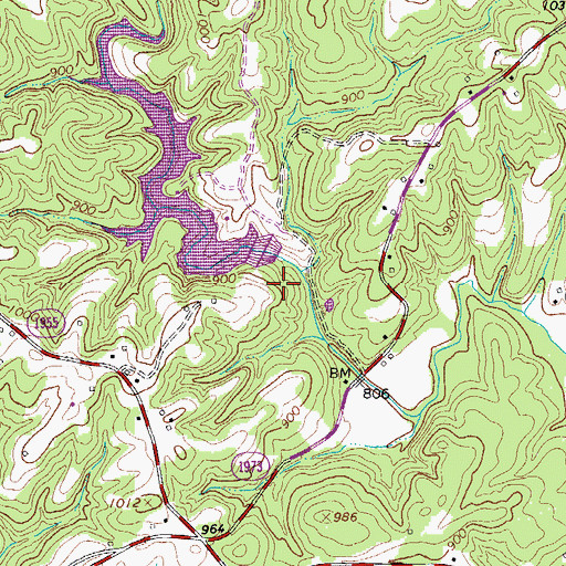 Topographic Map of Town Fork Creek Watershed Lake Sixteen, NC