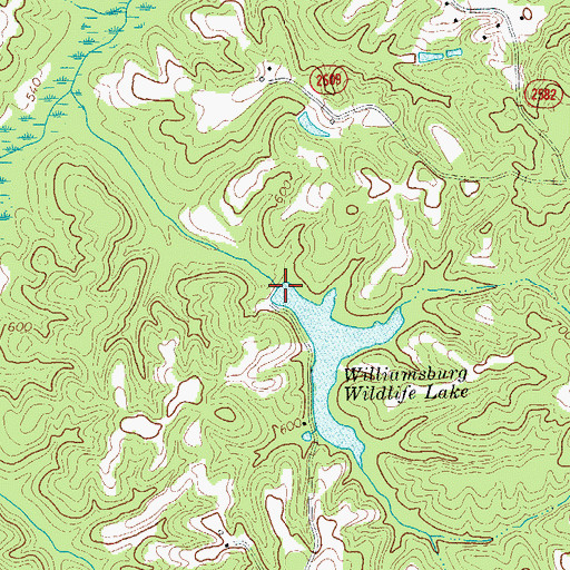 Topographic Map of Williamsburg Wildlife Club Lake Dam, NC