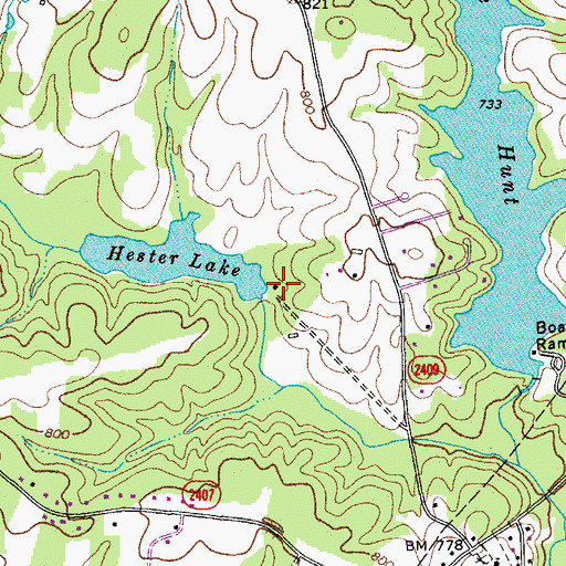 Topographic Map of Hesters Lake Dam, NC