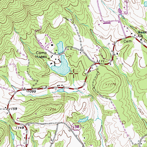 Topographic Map of Camp Hanes Dam, NC